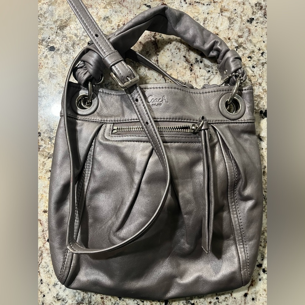 Coach Metallic Taupe Parker Hippie Leather Shoulder Bag
